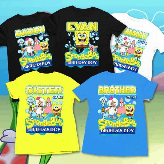 SpongeBob Birthday Boy Family Party Shirts, SpongeBob birthday shirt - Wilson Design Group