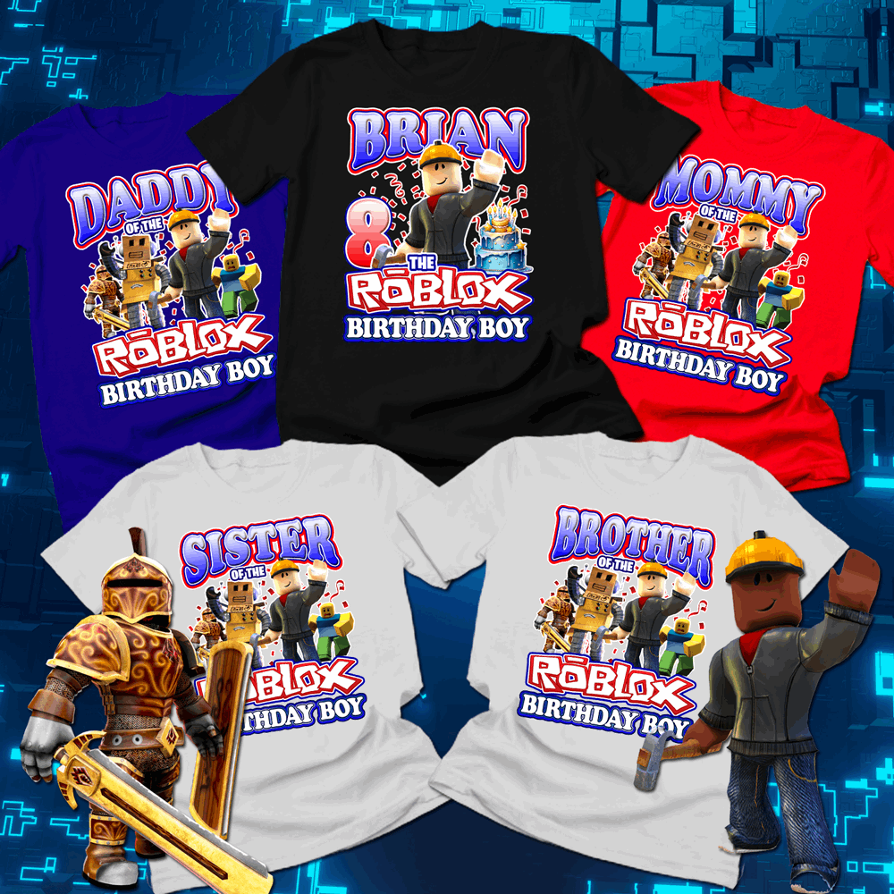 Personalized Roblox Birthday Boy Family Party Shirts, roblox birthday shirts - Wilson Design Group