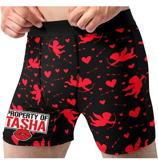 Personalized Property of Valentine's Day Boxer Briefs with name, valentines gifts for men, - Wilson Design Group