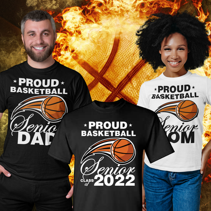 Proud Basketball Senior Family Shirts | Senior Night Basketball Mom Dad Brother Sister Tee | Custom Senior 2027 Matching Family Shirt Set