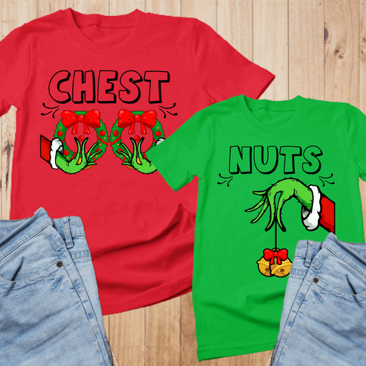 Chest Nuts Couples Matching Shirts, Funny Christmas Matching Shirts, Holiday Sweatshirt, Cute Christmas Shirt, Couple Sweater, Family Tee - Wilson Design Group