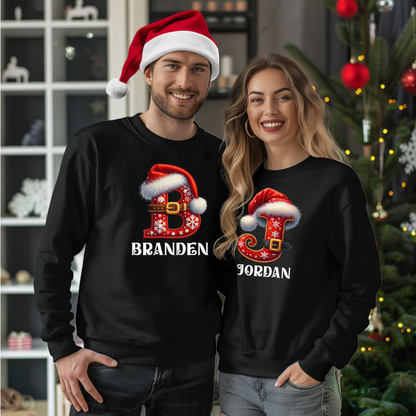Santa Hat Family Matching Christmas Shirts (Personalized Options Available)