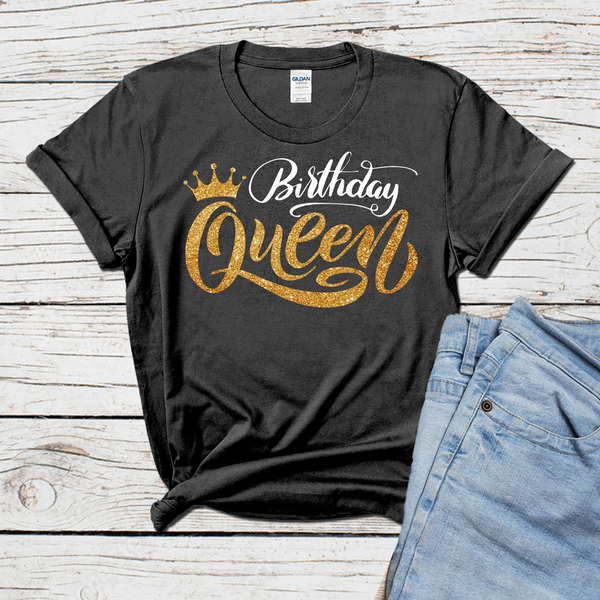The Birthday Queen with glitter crown t Shirt (choose your color), Birthday Tshirt, Birthday Gifts, Birthday Women T-Shirt, Birthday Party Shirt - Wilson Design Group