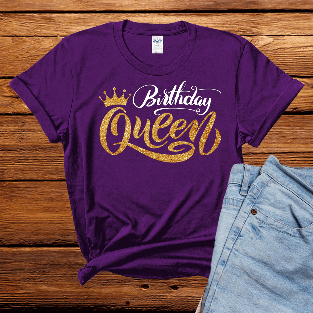 The Birthday Queen with glitter crown t Shirt choose your color Birthday Tshirt Birthday Gifts Birthday Women T Shirt Birthday Pa