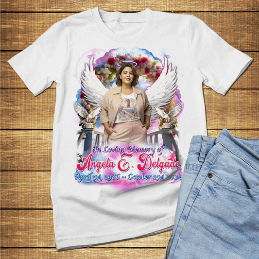Custom In loving memory of Purple and Pink cloud Memorial T-Shirts and hoodies, funeral t shirts, memorial day t shirt, RIP, Memorial Gift - Wilson Design Group