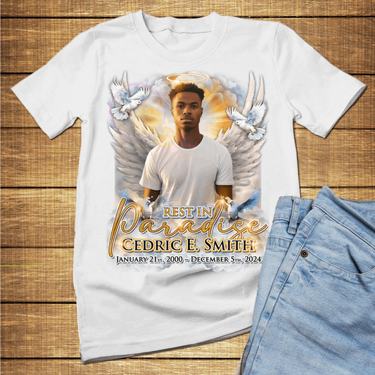 Custom Heaven Rest in Paradise Memorial T-Shirts and hoodies, funeral t shirts, memorial day t shirt, RIP Shirts, Memorial Gift, memorial - Wilson Design Group