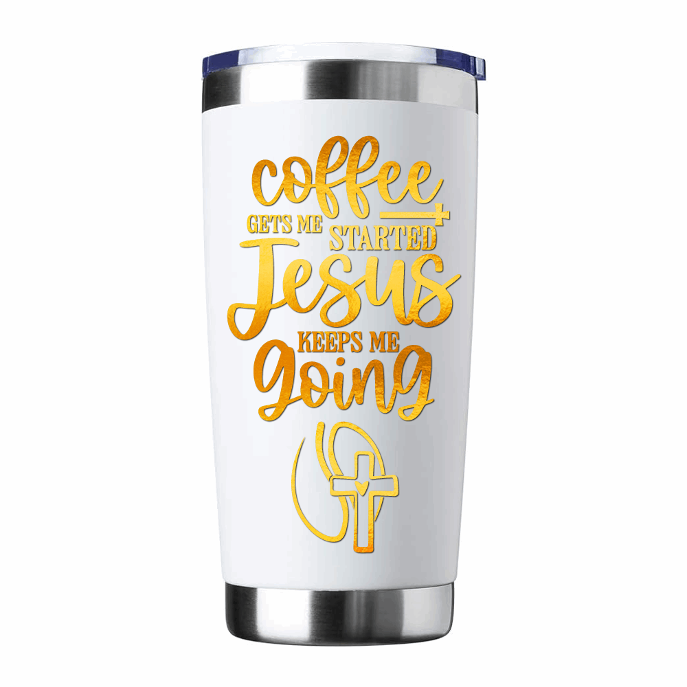 Jesus keeps me going coffee tumbler, religious coffee thermos - Wilson Design Group