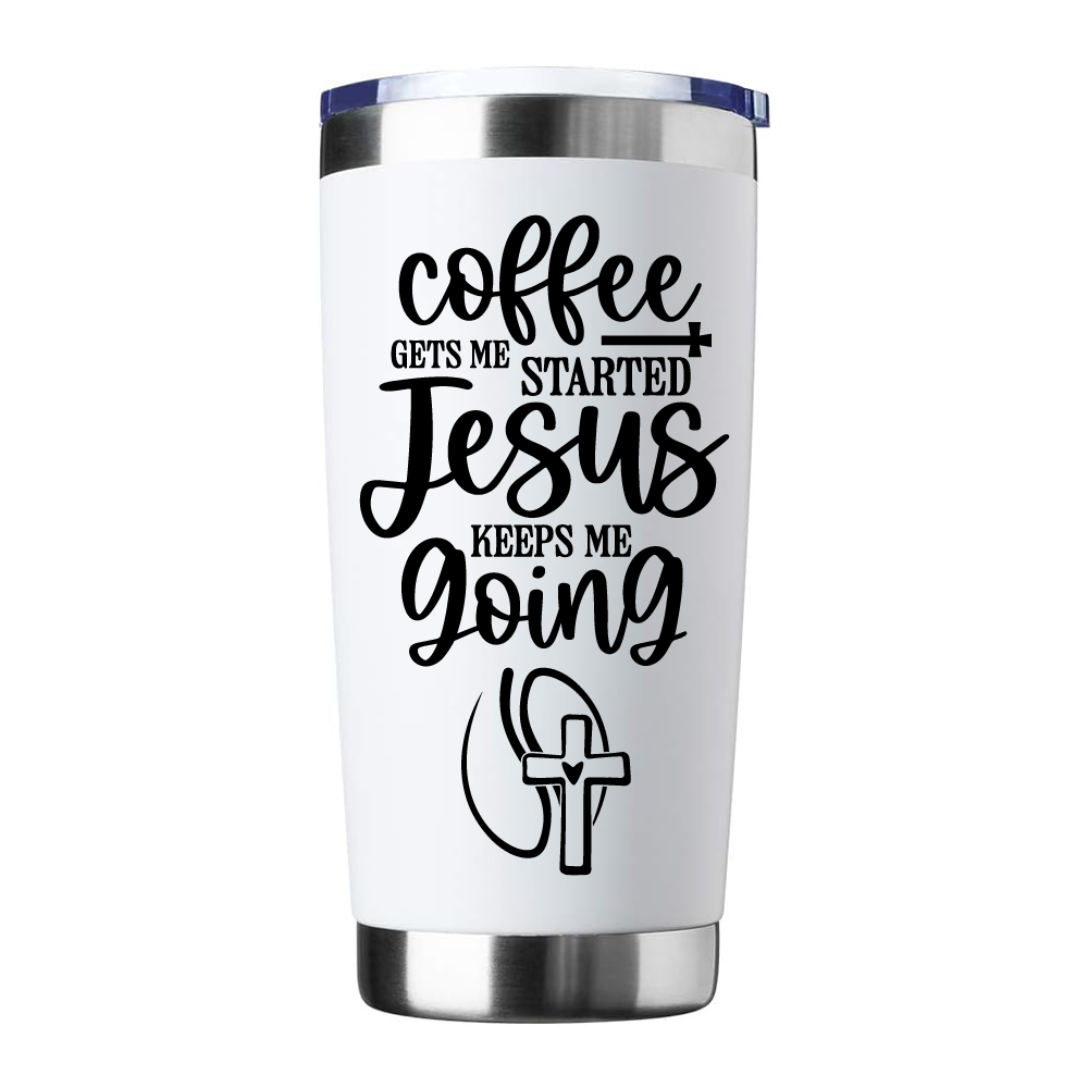 Jesus keeps me going coffee tumbler, religious coffee thermos - Wilson Design Group