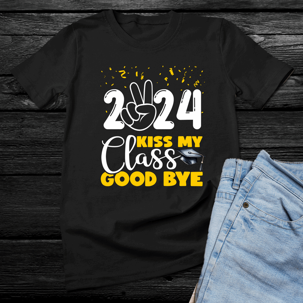 Kiss my class goodbye shirt, Class of 2024 t-shirt, shirts for graduating seniors (Choose your color)