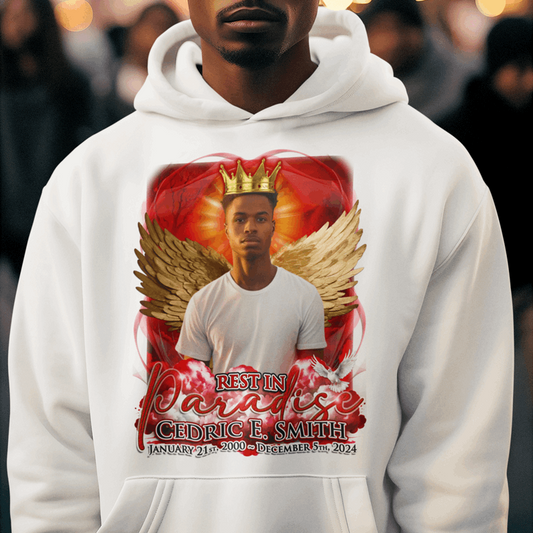 Custom Rest in Paradise Angel in Red Memorial T-Shirts and hoodies, funeral t shirts, memorial day t shirt, RIP Shirts, Memorial Gift - Wilson Design Group