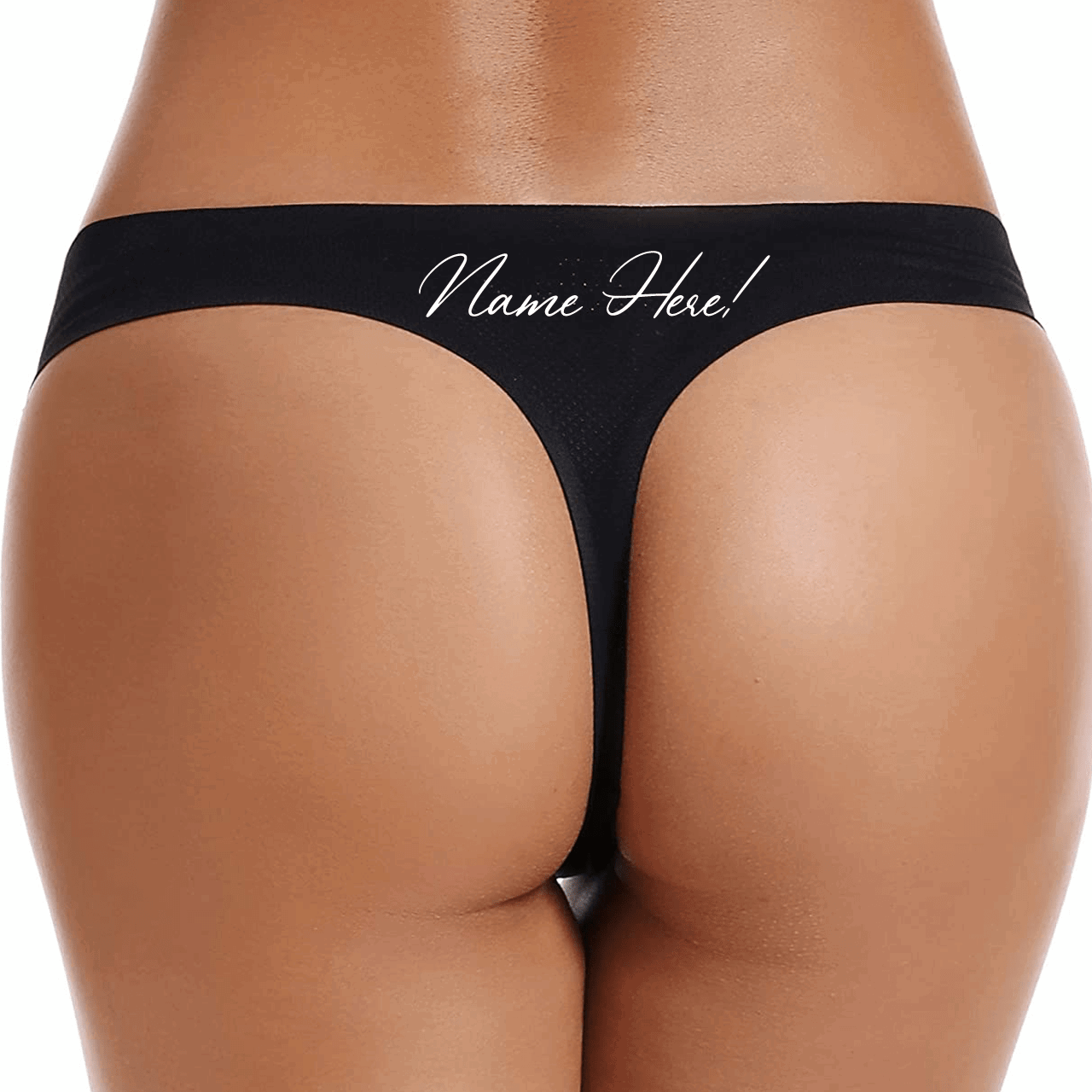 Add a Face Thongs (Black) Add Name or Phrase on the Back, valentine's day gift for her, valentines gifts for men - Wilson Design Group
