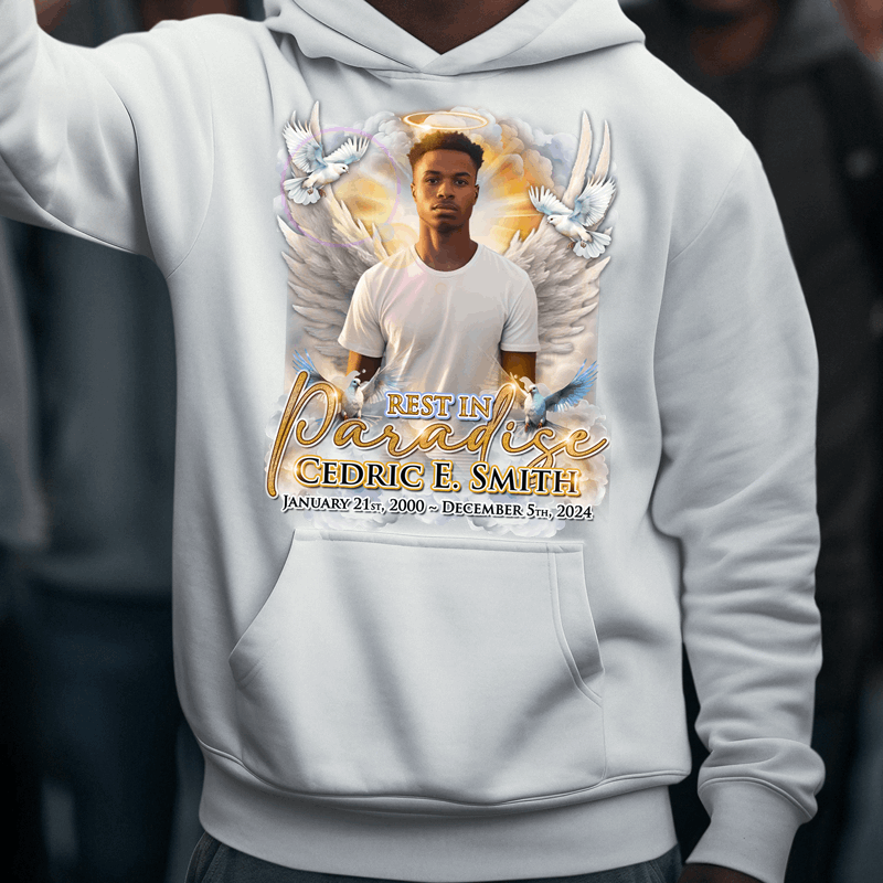 Custom Heaven Rest in Paradise Memorial T Shirts and hoodies funeral t shirts memorial day t shirt RIP Shirts Memorial Gift memori