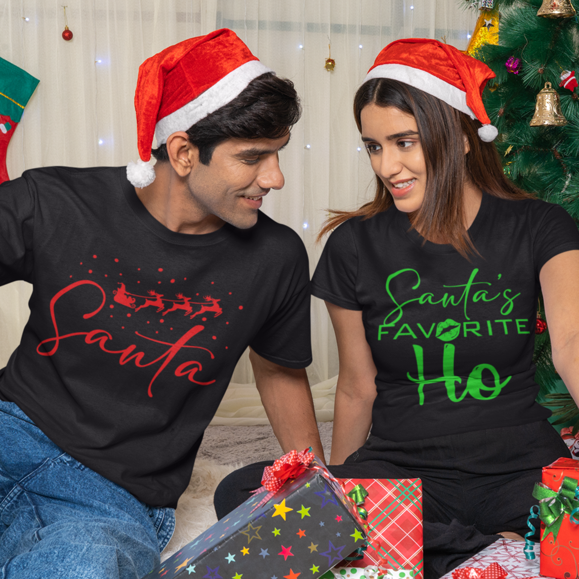 Santa's favorite Ho Couples Sweatshirt, Christmas Shirt, Couples Shirts, Christmas Matching Couple - Wilson Design Group