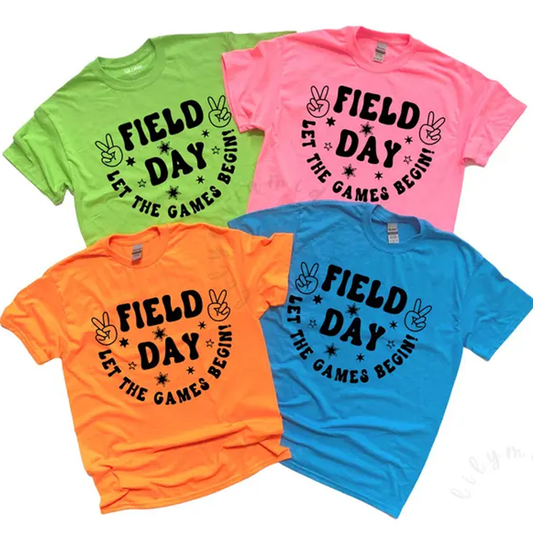 Field Day Shirt | Let The Games Begin Tee | Groovy School Spirit T-Shirt | Peace Sign Teacher Shirt | Kids School Event Graphic Tee