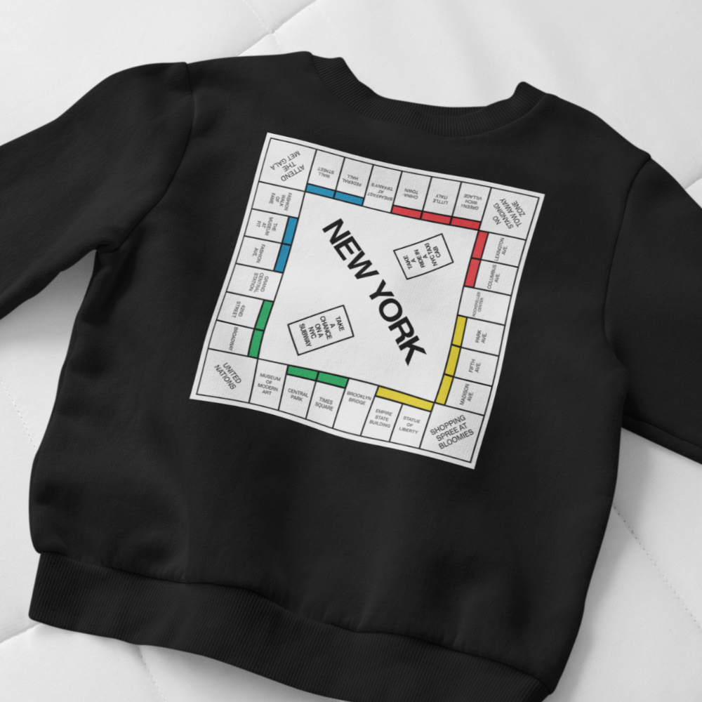 New York Monopoly Sweatshirt | And Just Like That... Carrie Crewneck Sweatshirt / new york monopoly T-Shirt - Wilson Design Group