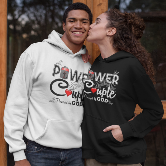 Power Couple Powered by God Sweatshirt / Hoodie, valentine's day gift for her, valentines gifts for men - Wilson Design Group