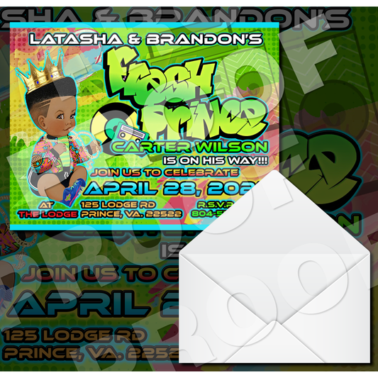 Fresh Prince Baby Shower Invitations with envelopes ( 5 in. x 7 in.) - Wilson Design Group