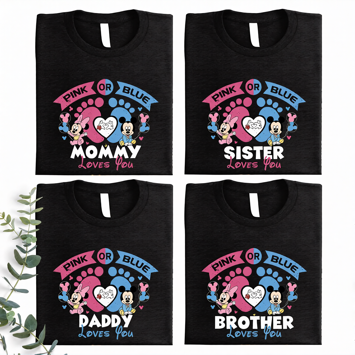 Mickey Minnie Gender Reveal Shirts for Family, Disney Gender Reveal Shirts, Cute Family Gender Reveal Tee, Pink or Blue Team Mickey Mouse