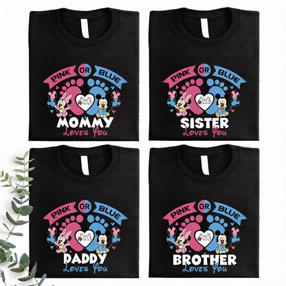 Mickey Minnie Gender Reveal Shirts for Family, Disney Gender Reveal Shirts, Cute Family Gender Reveal Tee, Pink or Blue Team Mickey Mouse