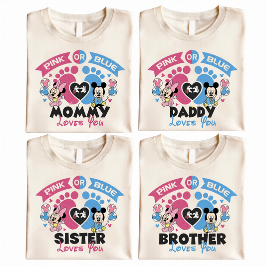 Mickey Minnie Gender Reveal Shirts for Family, Disney Gender Reveal Shirts, Cute Family Gender Reveal Tee, Pink or Blue Team Mickey Mouse