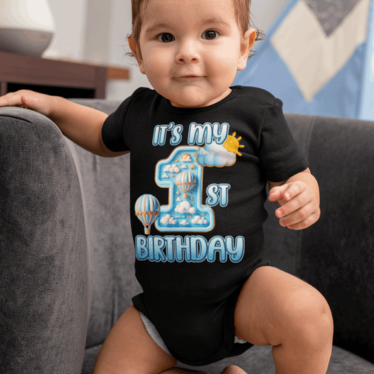 Clouds and Balloon Theme 1st Birthday Shirt, Boy 1st Birthday matching family shirts - Wilson Design Group