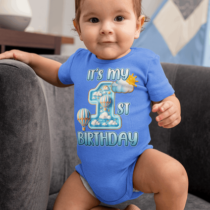 Clouds and Balloon Theme 1st Birthday Shirt, Boy 1st Birthday matching family shirts - Wilson Design Group