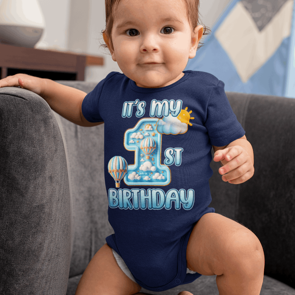 Clouds and Balloon Theme 1st Birthday Shirt, Boy 1st Birthday matching family shirts - Wilson Design Group