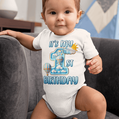 Clouds and Balloon Theme 1st Birthday Shirt, Boy 1st Birthday matching family shirts - Wilson Design Group