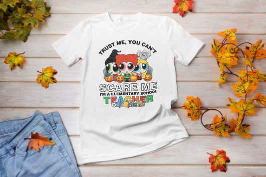 You Can't Scare Me Elementary School Teacher Hocus Pocus halloween shirt - Wilson Design Group
