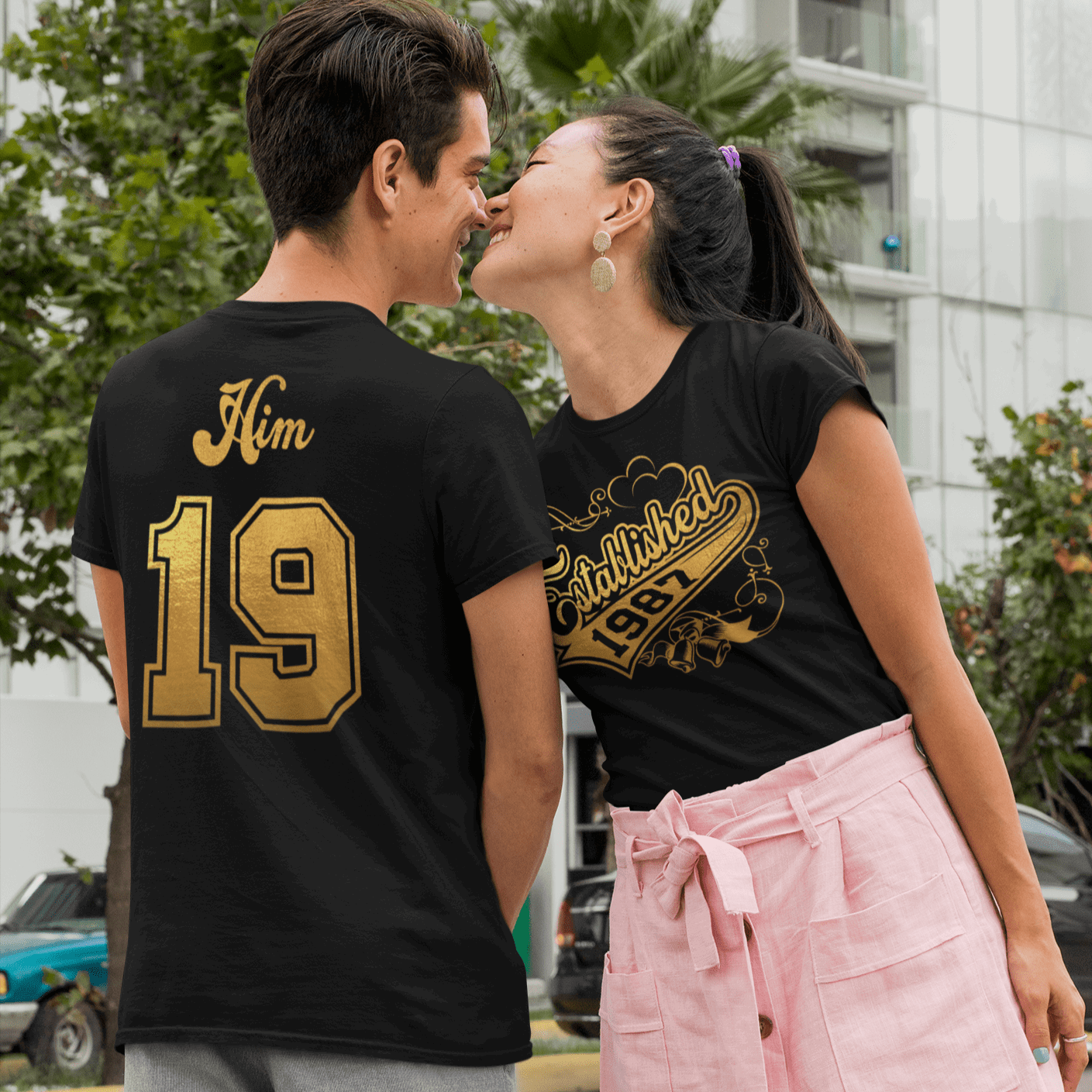 Anniversary Established Matching Couple tshirt, couples tee shirts, matching tees for couples - Wilson Design Group