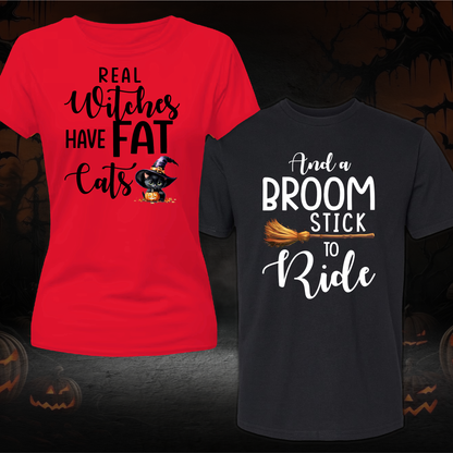 Matching Real Witch Halloween couples Shirts, halloween shirts women, cute funny halloween shirts