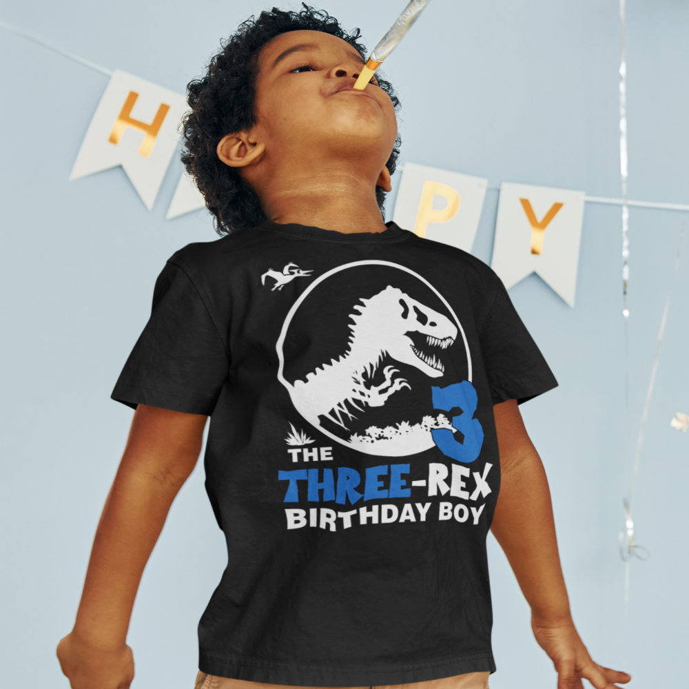 Three-rex birthday boy shirt, dinosaur birthday shirts for family - Wilson Design Group