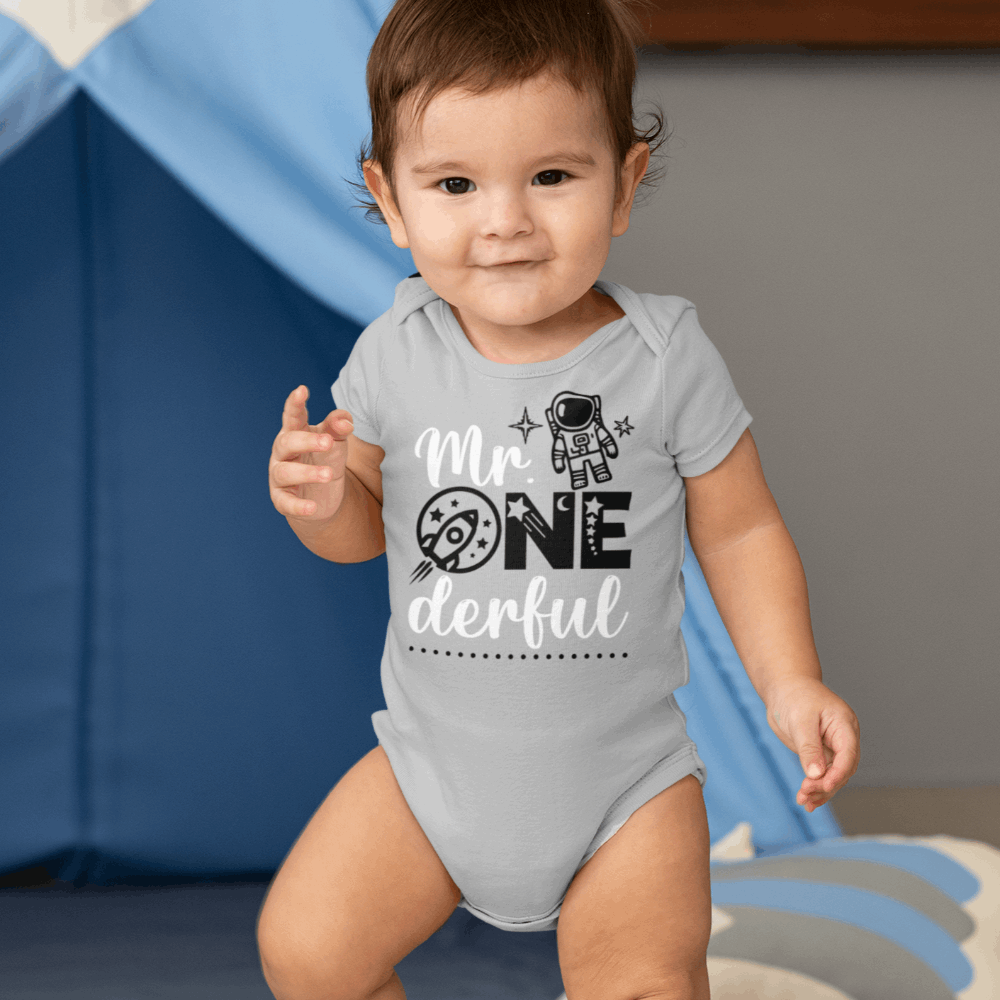 Mr. ONE DERFUL 1st Birthday shirt boy, Space Theme 1st Birthday Onesie - Wilson Design Group