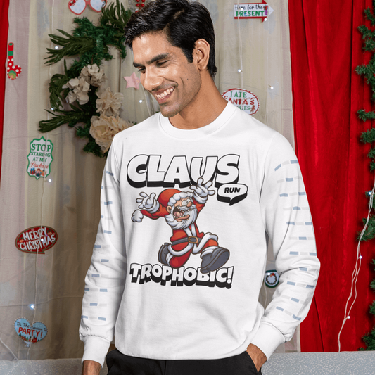 CLAUS-TROPHOBIC Christmas sweater, T-Shirt, or Hoodie - Wilson Design Group