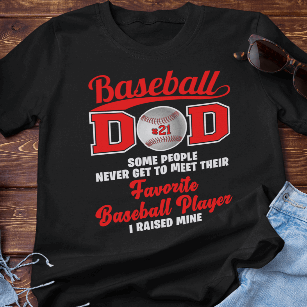 Baseball Dad Shirt ADD YOUR NUMBER Black T-Shirt - Wilson Design Group