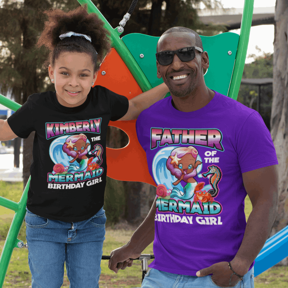 African American Mermaid birthday shirt Birthday Party Shirts