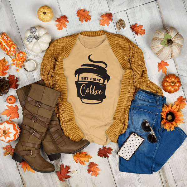But First Coffee t shirt Bella Canvas Softstyle T-Shirt - Wilson Design Group