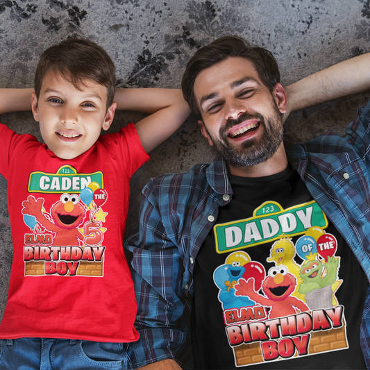 Personalized Elmo Birthday Boy Shirt, Sesame Street birthday shirts for family - Wilson Design Group