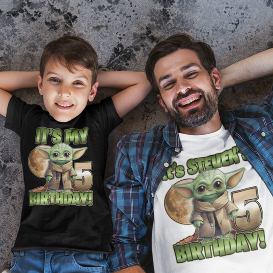 Personalized Baby Yoda Birthday Shirt, Matching Baby Yoda family birthday  shirts