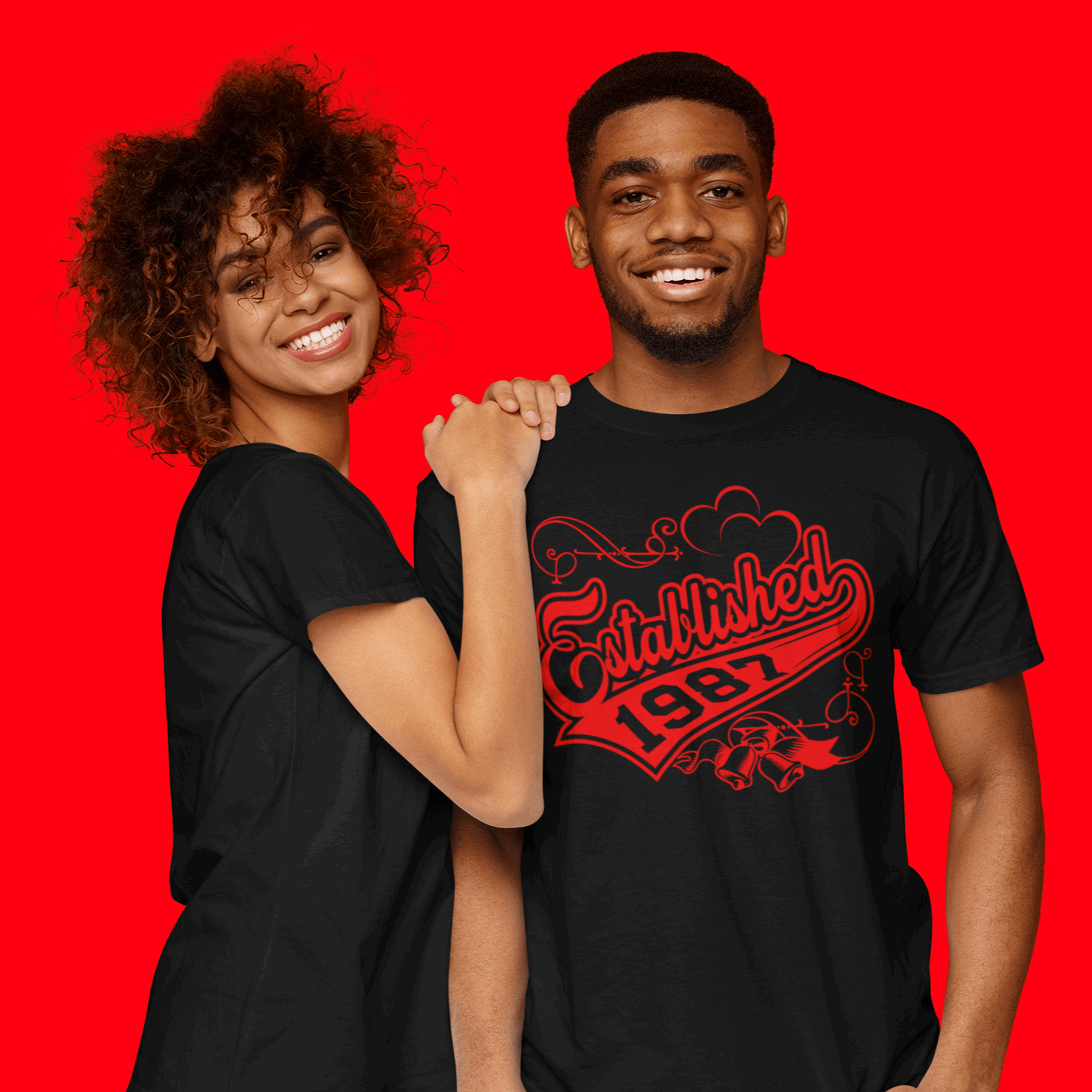 Anniversary Established Matching Couple tshirt, couples tee shirts, matching tees for couples - Wilson Design Group