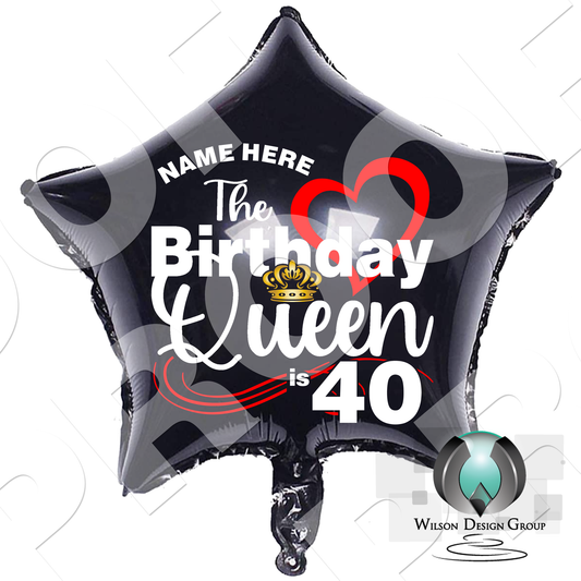 Personalized The Birthday Queen Mylar Helium Balloons - Wilson Design Group