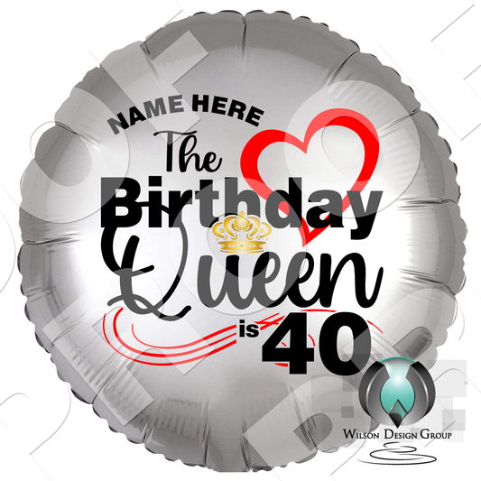 Personalized The Birthday Queen Mylar Helium Balloons - Wilson Design Group