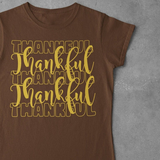 Brown Thankful Thanksgiving T-Shirt and Longsleeve - Wilson Design Group