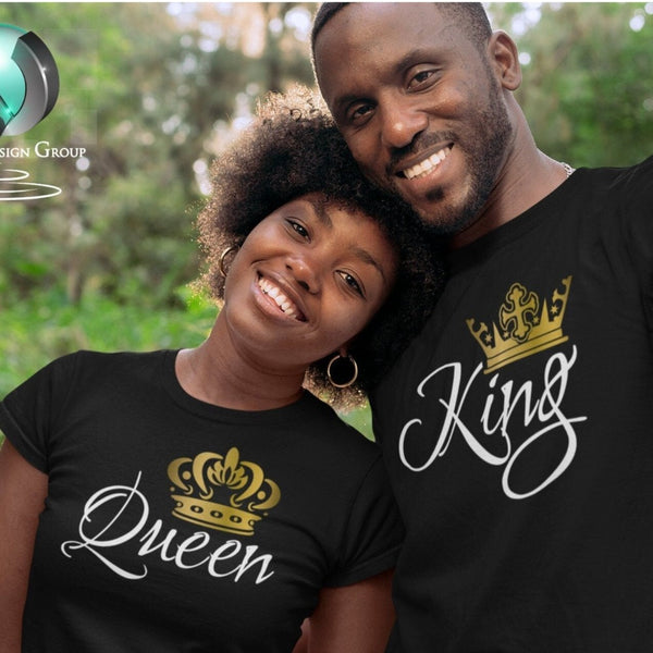 King and Queen T-Shirts, matching couple shirts, couple t shirt - Wilson Design Group