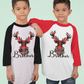 Flannel Christmas Reindeer Family Raglan Shirt (Brother and Sister) - Wilson Design Group