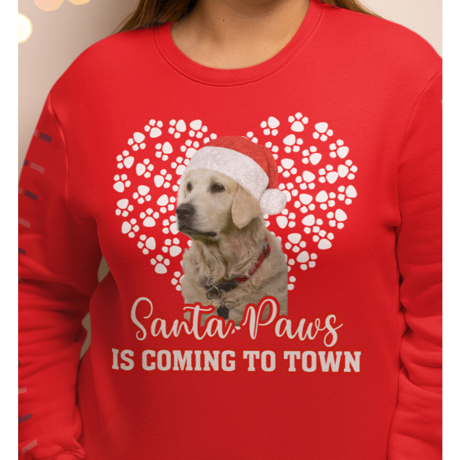 Golden retriever Santa Paws is coming to Town sweatshirt - Wilson Design Group