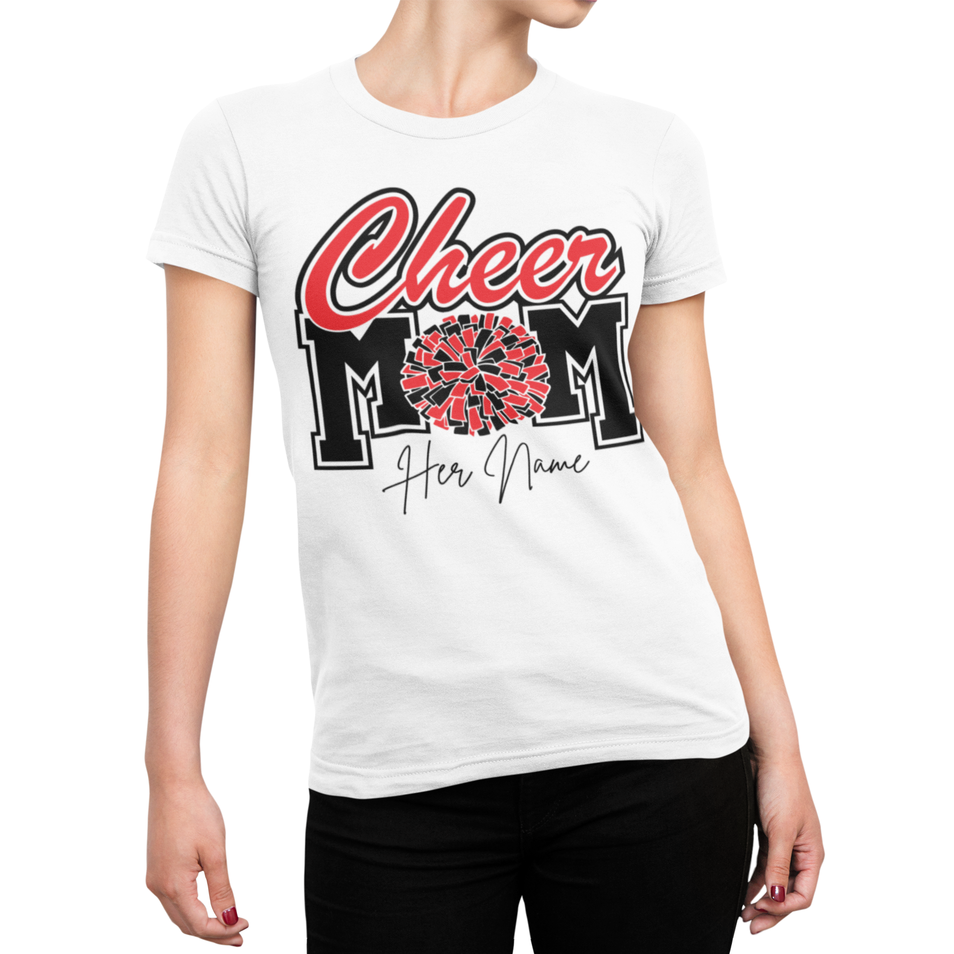 White Cheer Mom T-Shirt - Wilson Design Group